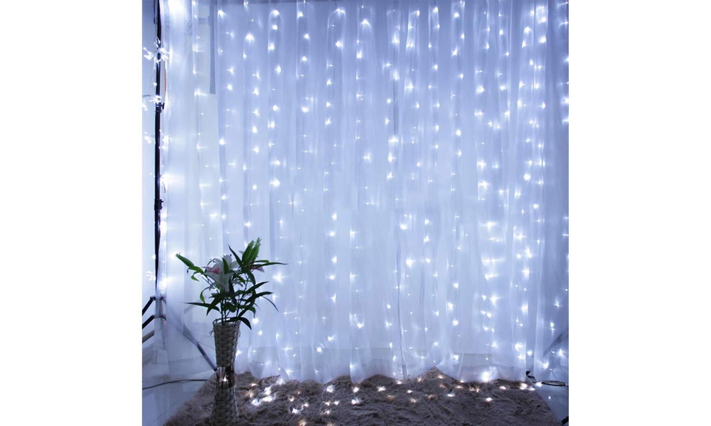 Epidgadget Window Curtain String Lights, 300 LED USB Powered Copper Wire String Light with Remote Control for Wedding Party Home Garden Bedroom Christmas Wall Decorations (Cool White)