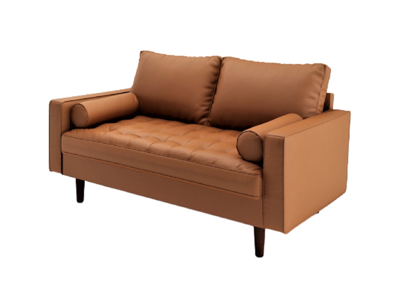 Uspridefurniture Selzer 58.5'' Vegan Leather Square Arm Loveseat -Brown, Removable Back Cushions