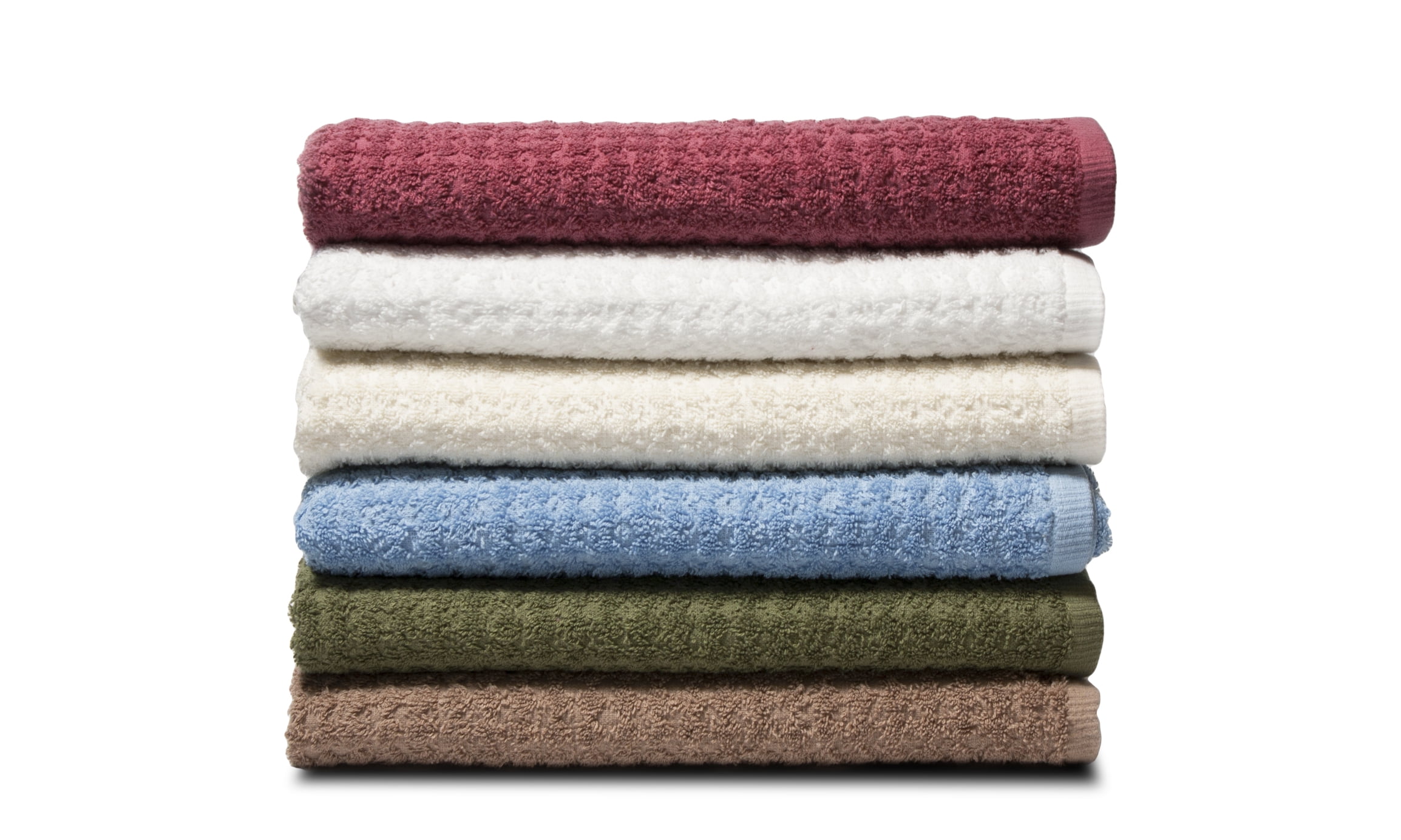 Textured 6-Piece 100% Combed Cotton Bath Towel Set In Ecru