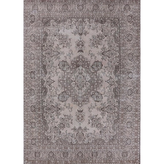 Ahgly Company Machine Washable Indoor Rectangle Industrial Modern Puce Purple Area Rugs, 3' x 5'