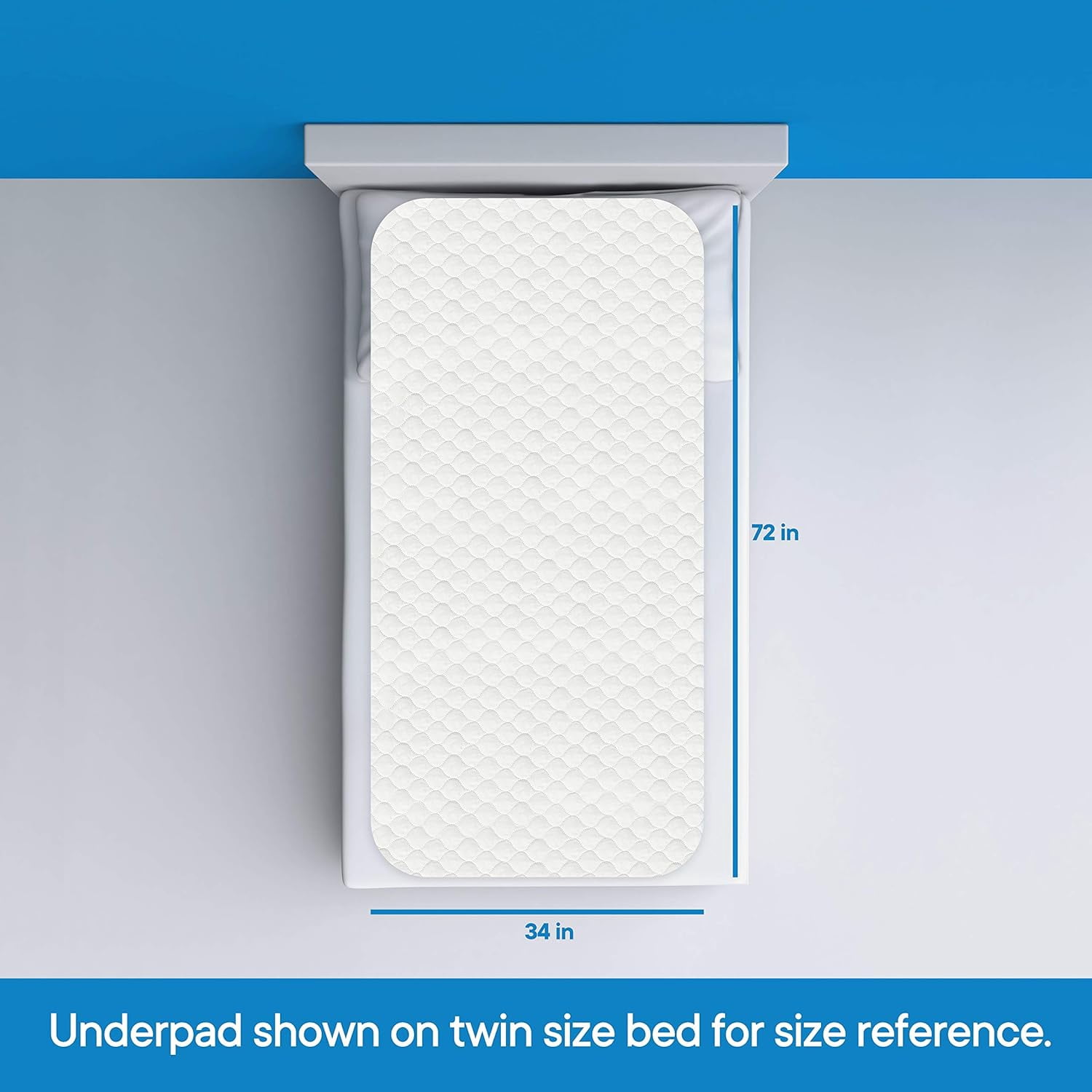RMS Reusable & Washable Absorbent Waterproof Bed Pad Incontinence Protection, Blue, 34" x 72"