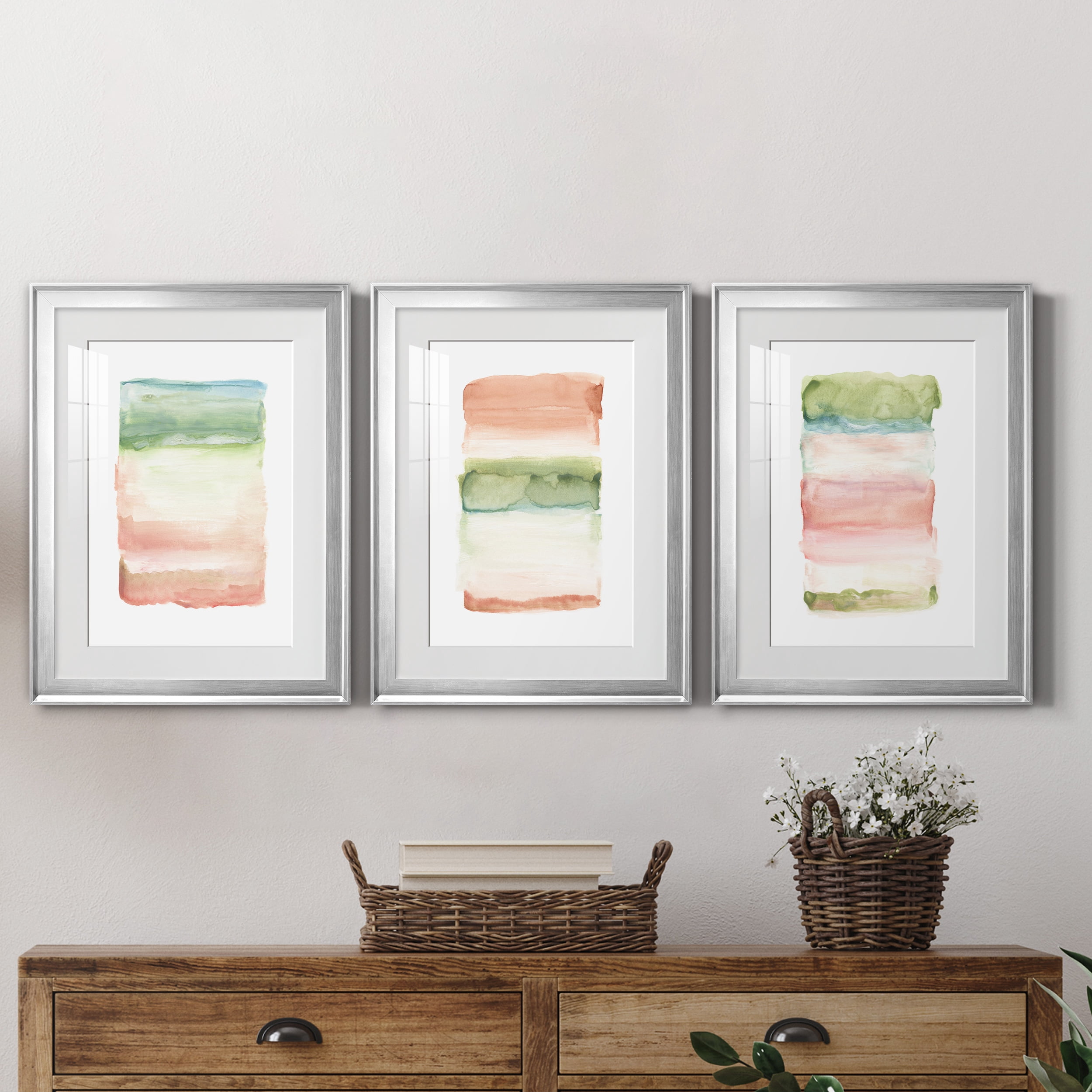 Skye I Premium Framed Prints Set of 3 - Ready to Hang - 22 x 30 Each - Silver Frame