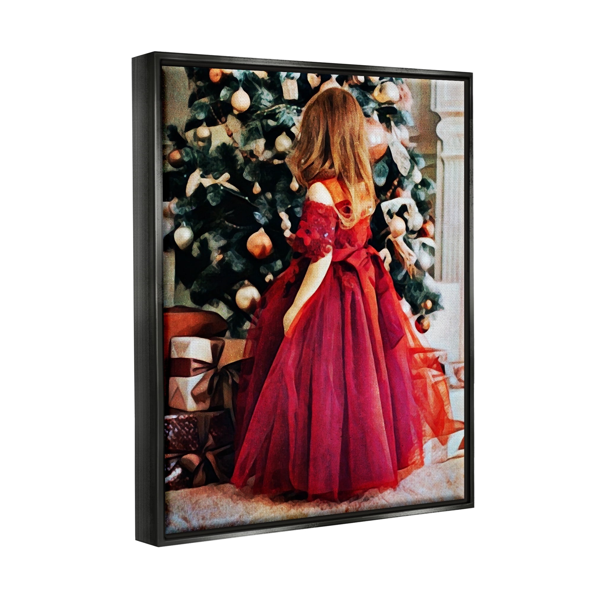 Stupell Child On Christmas Day Gifts Holiday Photography Black Floater Framed Art Print Wall Art