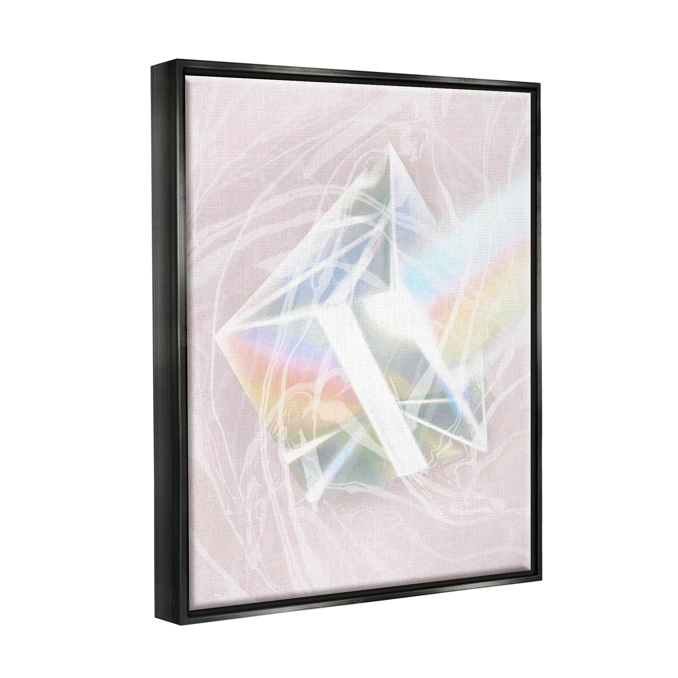 Pastel Prism Rainbow Reflection Abstract Graphic Art Jet Black Framed Art Print Wall Art