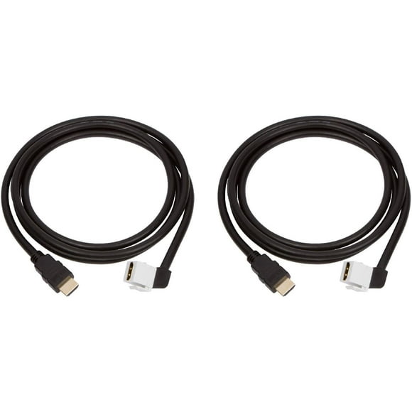 Buyer's Point HDMI Keystone Cable, 6ft (1.8m) 28 AWG, with Ethernet Female-Male Pack of 2, 90 Degree