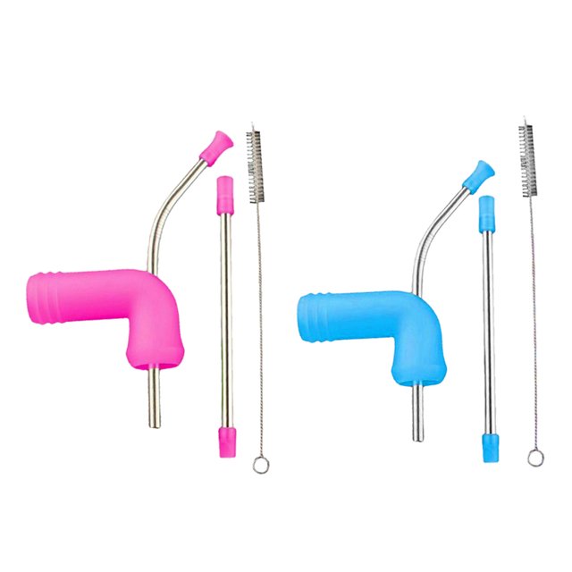 2x Beer Snorkel Drink Bong Embudo Botella Adaptador Fiesta Paja Herramienta Rosa Rosa + azul Sunnimix Cerveza Snorkel Drink Bong
