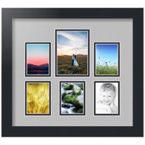 ArtToFrames Collage Photo Picture Frame with 1 - 3.5x5 and 5 - 2.5x3.5" Openings, Framed in Black with TV Grey and Black Mats (CDM-3926-260)
