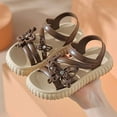 thumbnail image 5 of LIIPEE Girls Boys Sandals Summer Stylish Solid Color Open Toe Non- Butterfly Flat Shoes Leisure Playground Sandal,Khaki,9-9.5 Years, 5 of 6