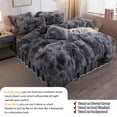 thumbnail image 4 of LIFEREVO Luxury Shaggy Faux Fur Duvet Cover Set, 3-Piece, Dark Grey, Bedding Set, Queen, 4 of 6