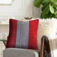 thumbnail image 3 of Ox Bay 20" x 20" Hand-Woven Red/ Blue Stripe Cotton Blend Pillow Cover, 3 of 9