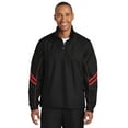 thumbnail image 1 of Sport-Tek &174; Bouclier Ripstop 1/2-Zip Pullover. Jst84 M Noir/ Rouge Véritable, 1 of 2