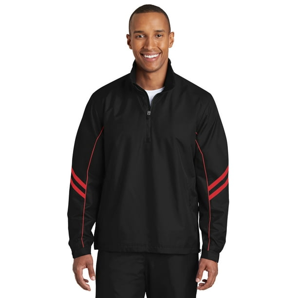 Sudadera Sport-Tek® Shield Ripstop con media cremallera. JST84 Negro/Rojo verdadero S deporte-tek JST84