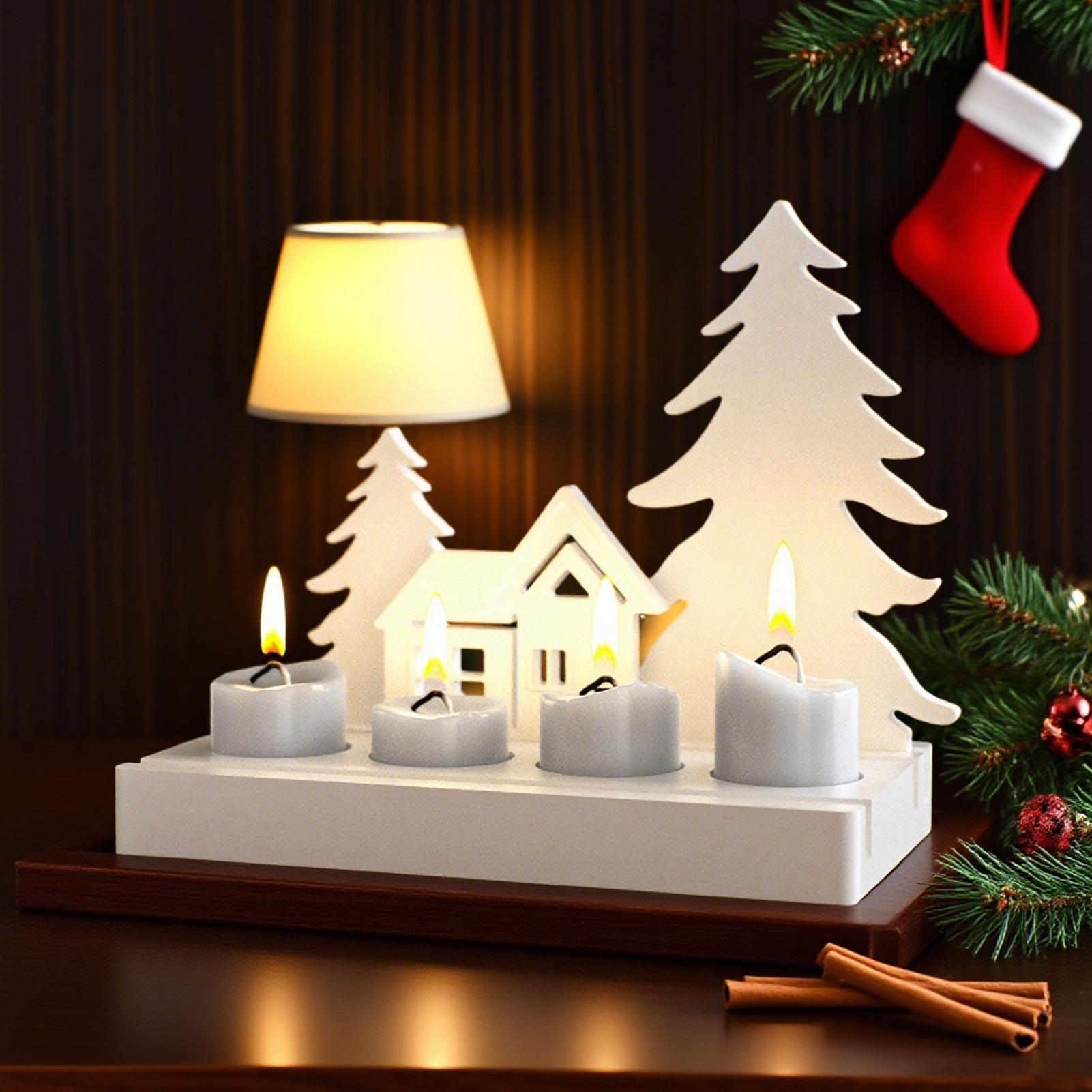 OIUR 7Pcs Silicone Molds Eco-friendly Easy to Clean Reusable Christmas Candle Holder Casting Moulds Party Supplies for DIY