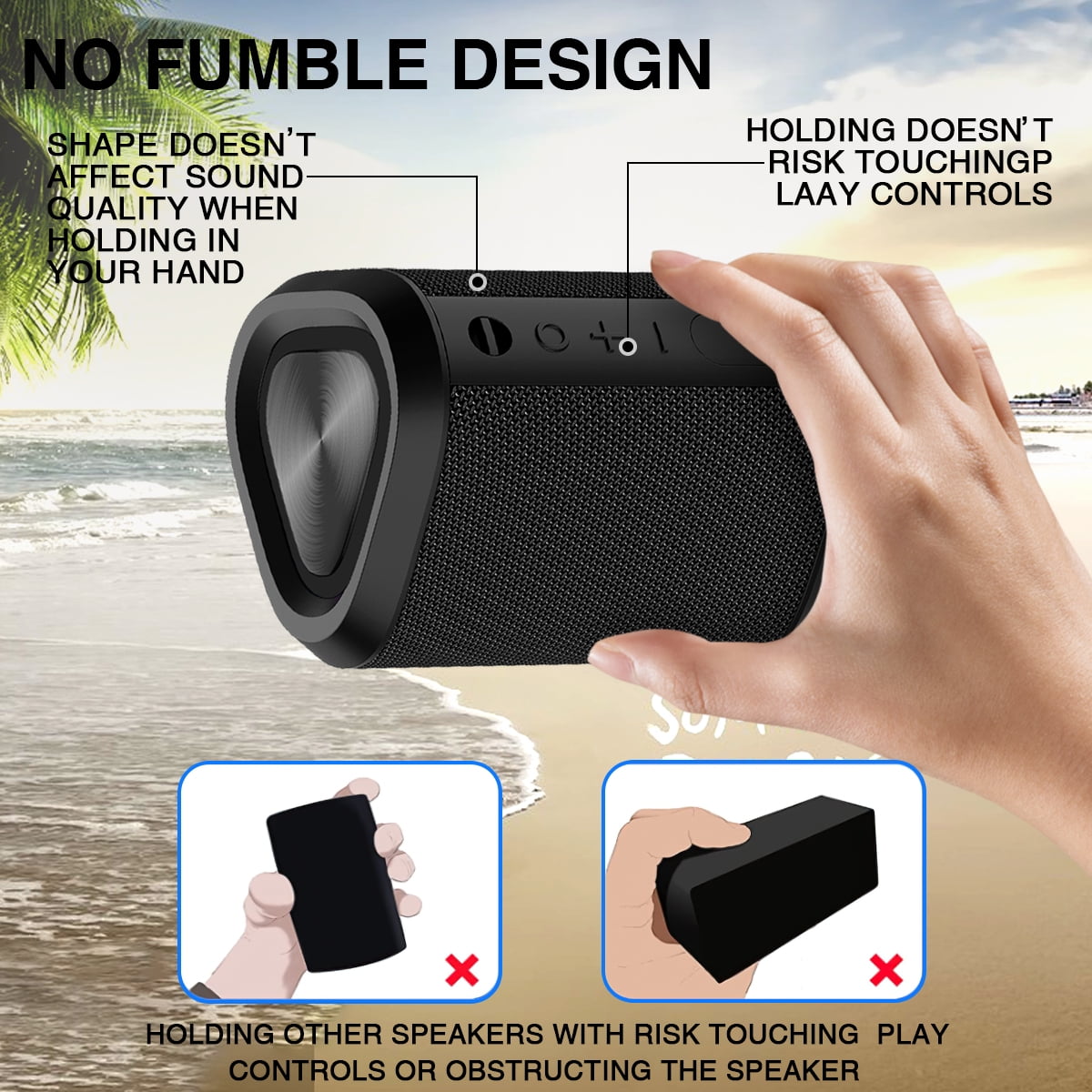 Outdoor Indoor LOUD Bluetooth Speaker, 24H Playtime, IPX7 Waterproof, 100ft Range, Stereo Bass  (图2)