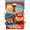 Melissa & Doug Jolly Helpers Hand Puppets, Set of 4, Construction Worker, Doctor, Police Officer, and Firefighter