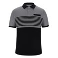 thumbnail image 6 of Iugvhana Mens Slim Fit Polo Shirts Casual Striped Lapel Button Short Sleeve Tee Shirt Tops Pullover Soft Blouses Dark Gray M, 6 of 6