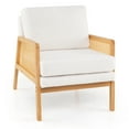 thumbnail image 4 of Gymax Set Of 2 Mid Century Modern Accent Chair Living Room Armchair w/ Rattan Arms Natural, 4 of 6