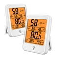 thumbnail image 1 of 2 Pack Indoor Thermometer Digital Hygrometer Room Thermometer Humidity Monitor with Backlight, Suitable for Bedroom, Baby Room, Wine Cellar, Flower Room, Laboratory, Battery Included-White, 1 of 7