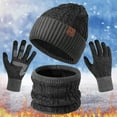 thumbnail image 2 of Women&Men Winter Warm Cute Wool Hat Scarf Gloves Slouchy Three Pieces Winter Snow Knit Cap Screen Mittens Scarves Sets, 2 of 3