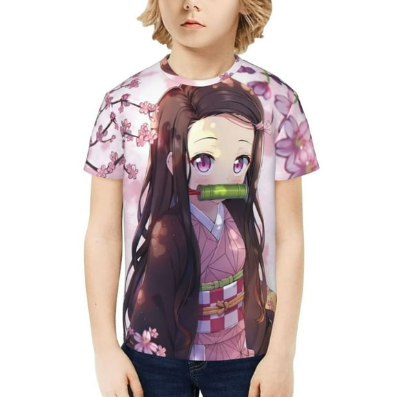 Demon Slayer Kamado Nezuko Kids T-Shirt 3d Printed Graphic T-Shirts Boys And Girls Short Sleeve Shirts For Youth Kids X-Small