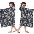 thumbnail image 4 of Navy Floral Skull Pattern Hooded Bath Towel，50"x30" for Ages 3 To 12 Kids, Quick Dry Lightweight Soft Microfiber Hood Beach Towel Cover Up for Kids, 4 of 7