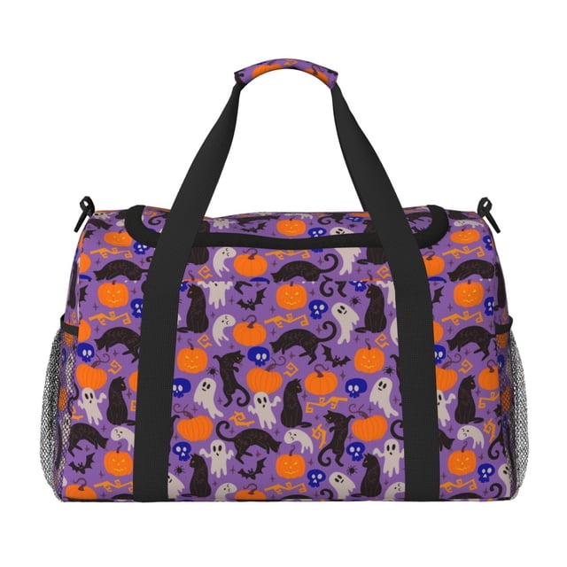 Easygdp Halloween Black Cats Bolsa de Gimnasio, Bolsa de Viaje Duffel, Bolsa de Fin de Semana con Compartimentos, Bolsa de Mano para Noche