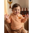 thumbnail image 6 of RUINIXCW Toddler Baby Boy Girl Halloween Shirts Outfit Infant Baby Boys Girls Fall Sweatshirt Clothes Pumpkin Grimace Ghost Long Sleeve Waffled Striped Lapel Half Button Pullover Shirt Tops, 6 of 9
