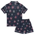 thumbnail image 2 of FORMRS Niños Short Sleeve Top and Pants Pajama Set Unisex Satin 2-Piece Sleepwear, Sizes 13-14Y, Red Fireworks Pattern, 2 of 8