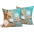 thumbnail image 2 of Coastal Starfish Seashell Pillow Covers 18X18 Inch Summer Nautical Beach Pillow Cases Blue Sea Throw Pillows Set of 2 Home Decor for Living Room Bedroom Couch Bed Sofa Outdoor, 2 of 6