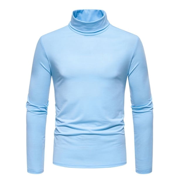 pstuiky camisetas de manga larga para hombre, Camiseta informal de color liso para hombre, cuello alto, manga larga, base, manga larga, cuello alto top de hombre s