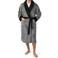 thumbnail image 3 of PAVILIA Mens Soft Robe, Plush Fluffy Fleece Bathrobe for Men, Long Sherpa Spa Robe with Shawl Collar (Two-Tone Gray), 3 of 9
