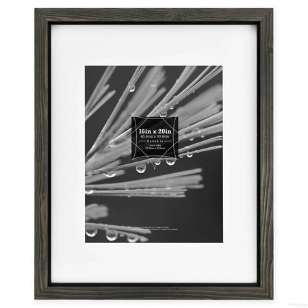 Timber Frame Builders - TIMBER Distressed Gray Black Wood 16x20 11x14 Matted Frame by MCS
