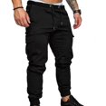 thumbnail image 1 of Men Casual Solid Color Pockets Waist Drawstring Ankle Tied Skinny Cargo Pants_Gift Of G, 1 of 5