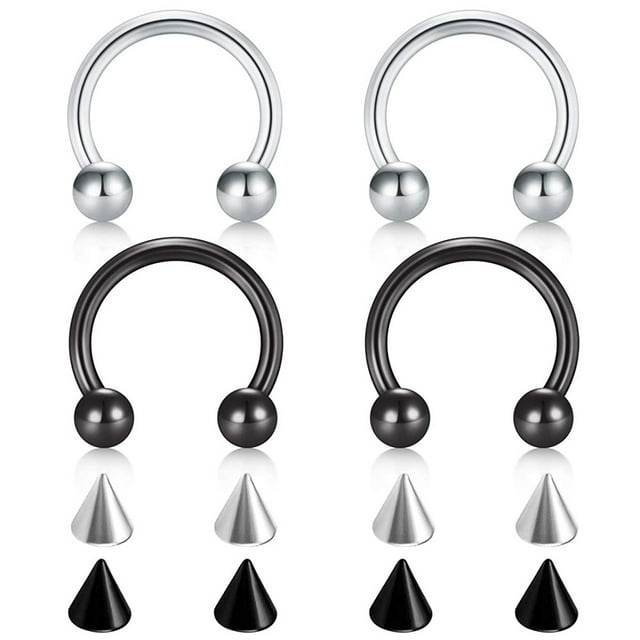 4 Piezas 16G Anillos de Perforación de Nariz de Acero Quirúrgico Septum Piercing Herradura Hélice Tragus Ombligo Oreja Labio Ceja Piercing con Puntas de Reemplazo Rojo Verde