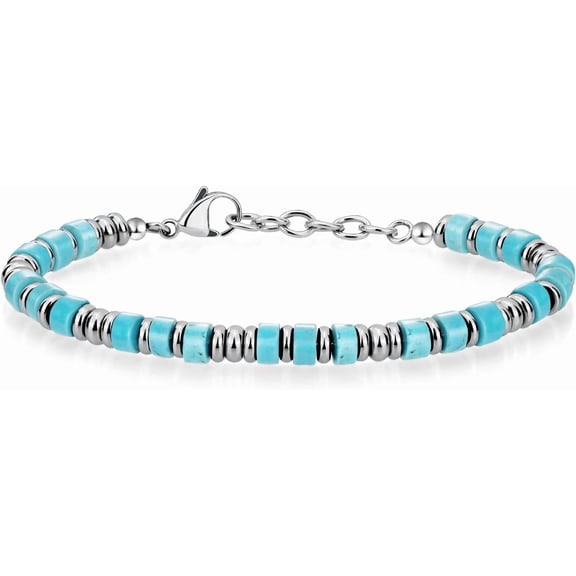 Boho Stainless Steel Bracelets for Men, Beaded Bracelets, Jewelry Gifts for Husband, Father, Friends