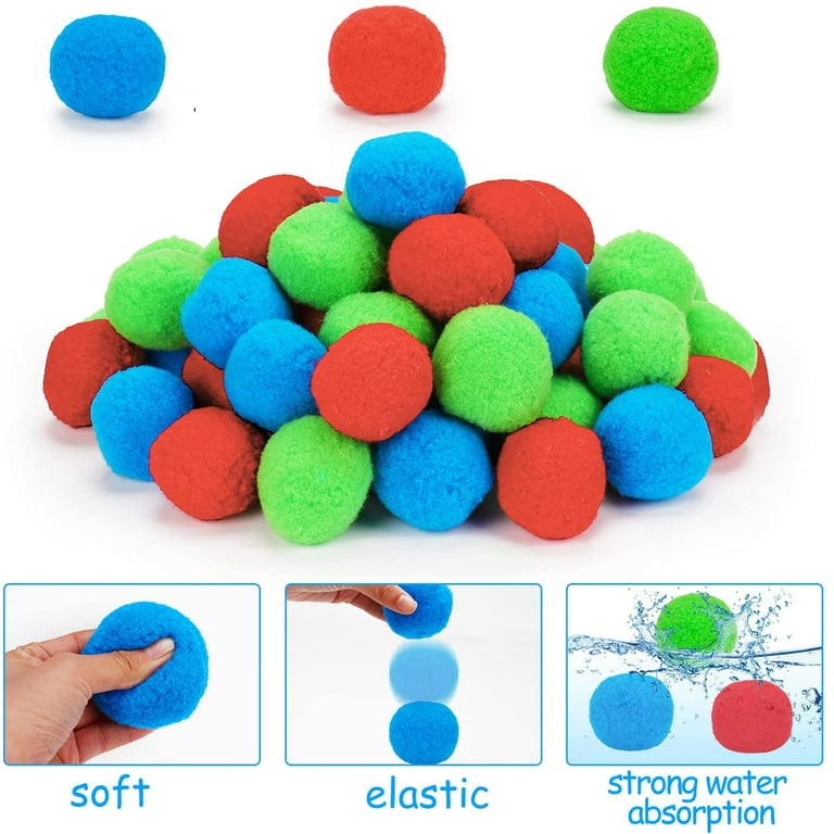 100 Water Balls, Reusable Cotton Balls, Anti-Drop Accessories for Outdoor  Water, Splash Summer Fun Toys, Pool Trampoline and Beach - 5cm 