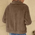 thumbnail image 6 of felwors Women's Full Zip Fleece Jacket Winter Casual Long Sleeve Lapel Collar Oversized Sherpa Coat Fall Outerwear Khaki, S, 6 of 6