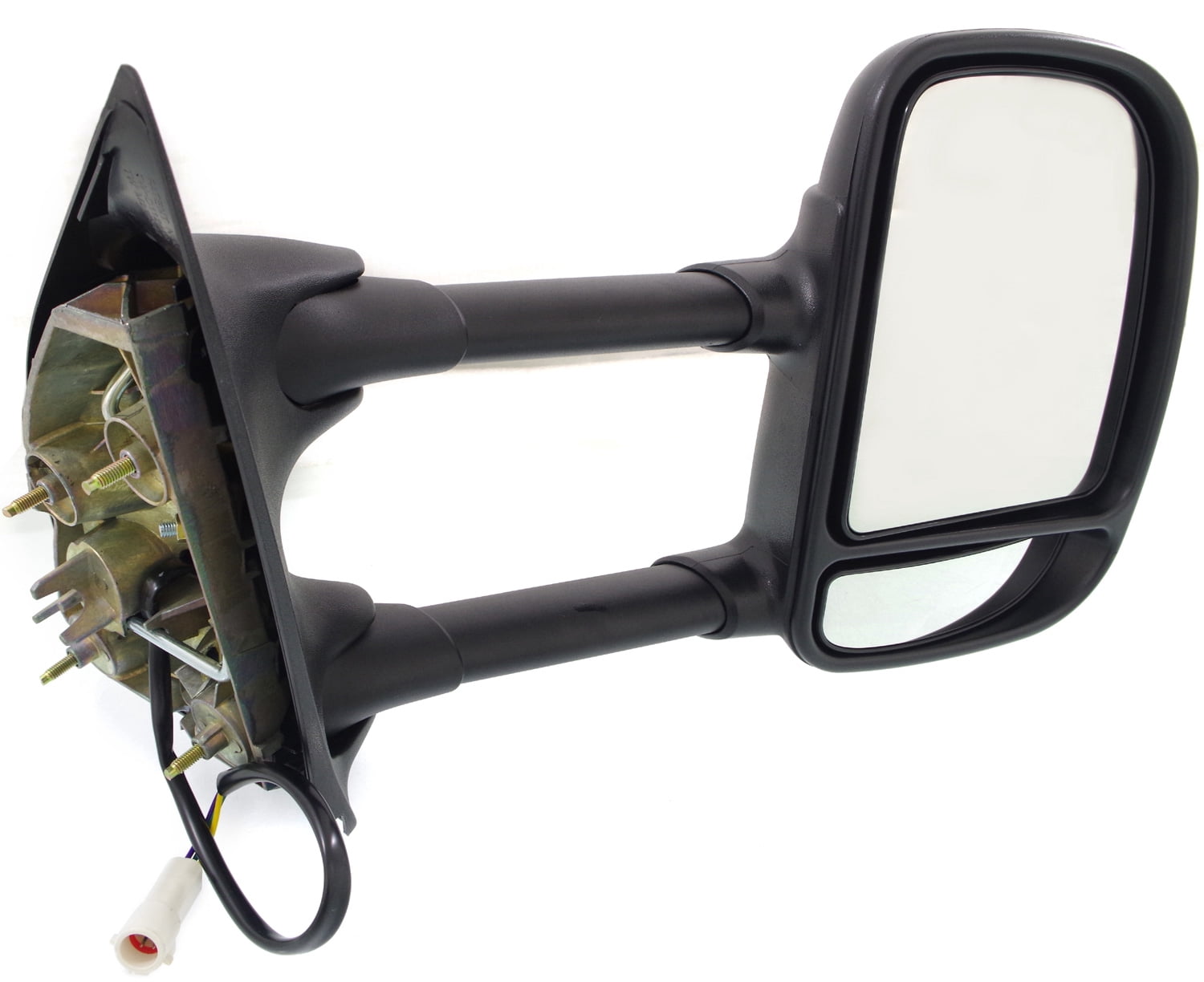 Towing Mirror Compatible With 1999-2007 Ford F-250 Super Duty F-350 Right Passenger Side w/ Blind Spot Corner Glass Textured Black Kool-Vue