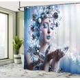 thumbnail image 4 of Ambesonne Ice Blue Shower Curtain, Lady Blowing Snowflakes, 69"Wx84"L, Pastel Purple and Dark Mauve, 4 of 4