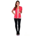 thumbnail image 4 of Simply Ravishing Women's Basic Short Sleeve Hip Length Open Drape Cardigan, Medium, Coral, 4 of 4