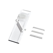 Benriner Mandoline Slicer, White, 12.75 x 3.62-Inch, 4-Blade Japanese Mandoline, Official US Version With Authentic Benriner Retail Packaging, Adjustable Vegetable Cutter For Julienne Cuts, French Fr
