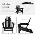 thumbnail image 3 of DuroGreen 12-Pc Folding Adirondack Chair Set, 6 Chairs, 3 Ottomans, and 3 Side Tables Made With All-Weather Tangentwood, Oversized, High End Patio Furniture, No Maintenance, USA Made, Black, 3 of 7