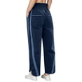 thumbnail image 6 of Sewkxo Women's Track Trouser Casual Drawstrings Elastic Waist Quick Dry Trouser Fashion Baggy Contrast Color Striped Track Pants with Pockets,Navy 2XL, 6 of 7