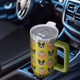 thumbnail image 6 of OBREWU Yellow Boston Terrier and Flower Tumbler with Handle and Lid,Yellow Boston Terrier and Flower 40oz Double Wall Vacuum Insulated Tumbler,Cups Gift for Women and Men, 6 of 7