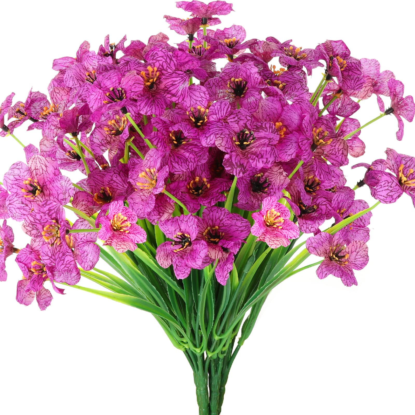 TETOU 12 Bundles Violets Artificial Flowers Outdoor UV Resistant Fake