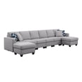 thumbnail image 3 of Six Seat Fabric Reversible Modular Sofa & Two Ottoman-Light Gray, 3 of 9