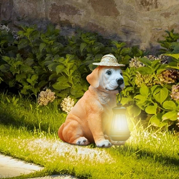 Estatua Solar De Perro Para Jardín - Linterna LED Con Carga Solar, Decoración Para Exteriores