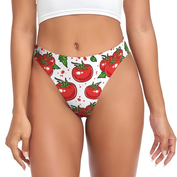 Balery Hand Drawn Tomatoes Tangas de Algodón para Mujer con Estampado – Ropa Interior Sexy, Transpirable, G-string-4X-Large