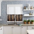 thumbnail image 6 of Half Window Curtain 36 Inches Long, Black Brown Board Window Treatment Curtain Drapes, Vintage Chic Shabby Wooden Grain Small Tier Curtains for Bathroom Over Sink, 27.5"x36", 2 Panels, 6 of 7
