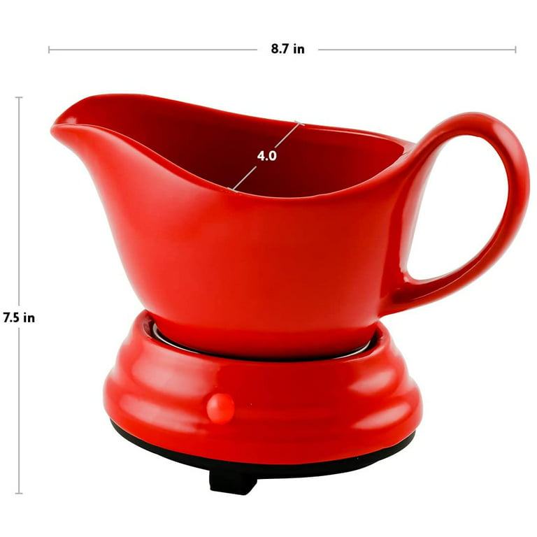 OVENTE Electric Gravy Boat Warmer with Portable 16 Ounce Ceramic Serving  Bowl & Lid Cover, Small Table Sauce Server Easy Storage and Clean Perfect  for Thanksgiving or Holiday Dinner, Red FW177833R 